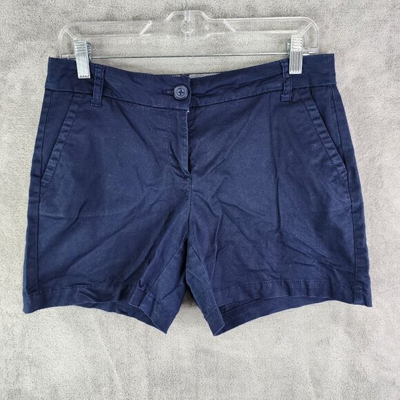 Womens Navy Blue Crown & Ivy Caroline Shorts Flat Front Stretch Size 4 - Picture 1 of 8